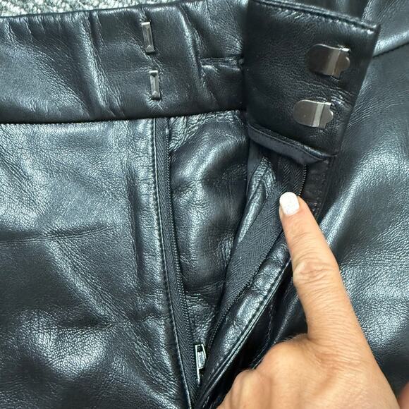 Chicos Faux Leather Cut Out Wide Leg Cropped Pants NWT Womens Size 6 Femme Edgy - Picture 10 of 11